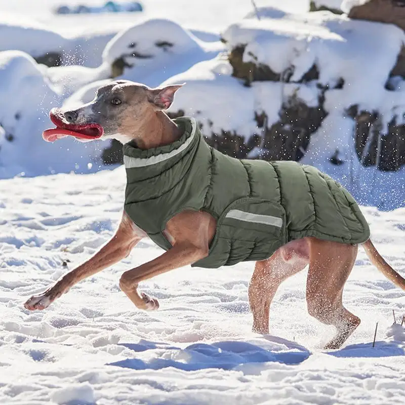 

Winter Pet Warm Cotton Jacket Outdoor Thickened Waterproof Fleece Lined Dog Jacket Windproof Comfortable Reflective Dog Clothing