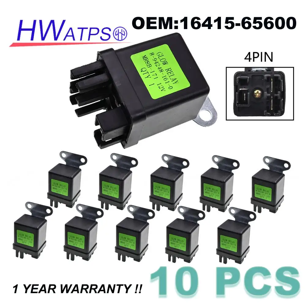 

1/5/10 Pcs For Kubota D722 D902 D905 D1105 V3300 L2900DT SVL75-2 L4200F-C Glow Plug Relay 16415-65600 89424-81610 16415 65600