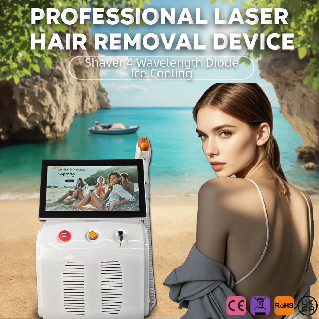 

Диодный лазер для удаления волос с 4 длинами волн, охлаждением и безболезненным эффектом, для женщин, для удаления волос на лице, ногах и в зоне бикини, для домашнего использования.