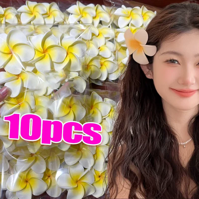 10 pçs plumeria flor grampos de cabelo para mulheres meninas grampos de cabelo ovo flor barrette havaiano festa de casamento saco chapéu acessórios
