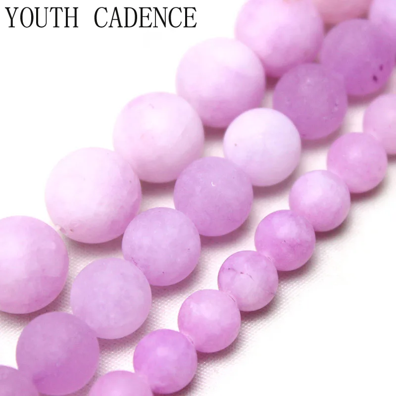 

Natural Matte Light Purple Chalcedony Stone Round Loose Beads for Jewelry Making Diy Accessories Bracelet Pick Size 6/8/10mm
