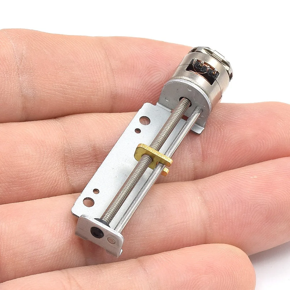 10mm 2 Phase 4 Wire Linear Screw Stepper Motor 18° Step Angle 53Ω Phase Resistance 32mm Stroke Metal Slide Table Stepper Motor
