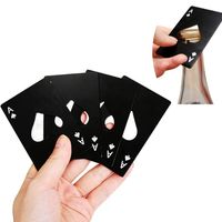 5PCS Poker Shaped Bottle Can Opener Ace of Spades Playing Card Stainless Steel Wine Bottle Cap Opener Wallet Pocket Black Peach