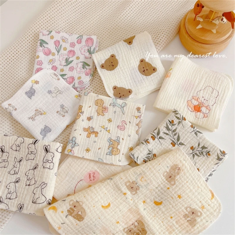 Cotton Baby Face Towel Newborn Baby Items 4 Layer Muslin Baby Bibs Handkerchief Soft Saliva Towel  Feeding Burp Cloths