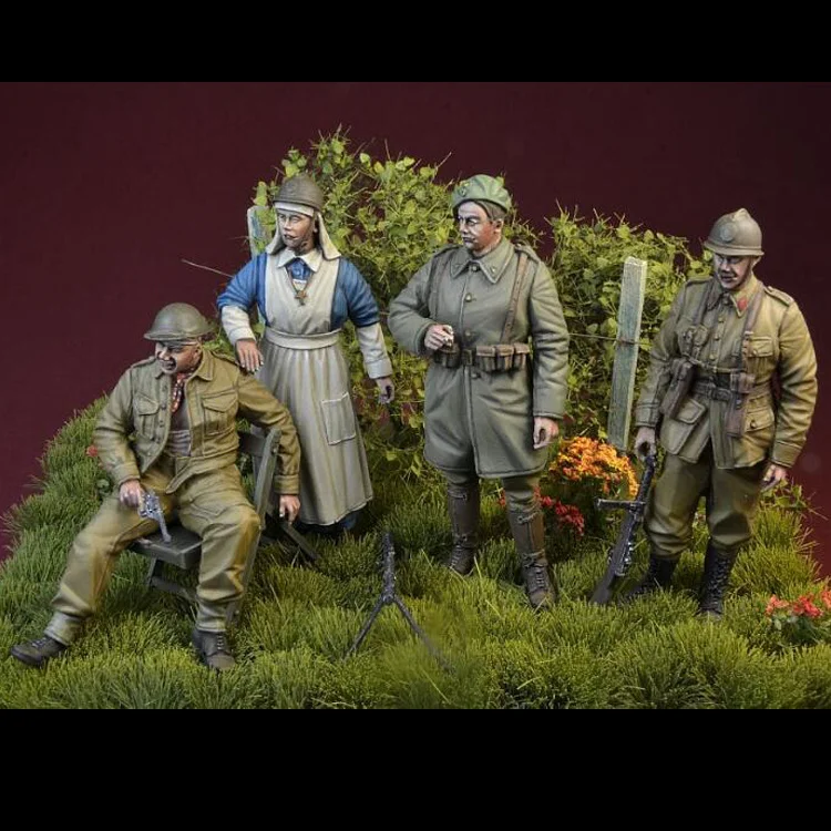 

1/35 литье под давлением модельная фигурка из смолы 4-person Group Неокрашенная Бесплатная доставка