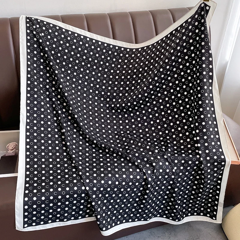 2024 Fashion Luxury Women Scarf Silk Square Dot Print Design Hijabs Female Neckerchief Scarves Wrap Headband Bandana