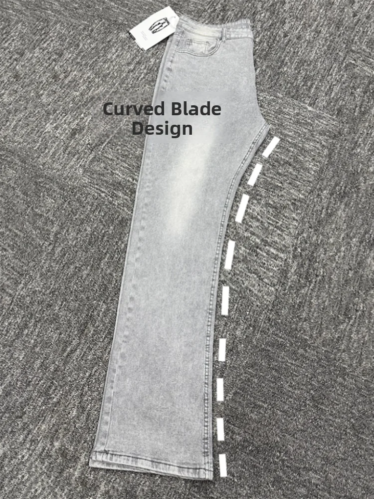 

y ey 57 Knife Men's Jeans Slim Fit Bell Bot American Retro Straight Leg Long Trousers Casual Wear Winter