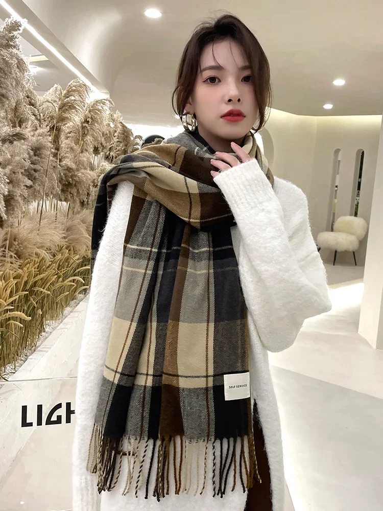 

Open Stitch Soft Wear Cape Women V Collar Lace-up Versatile Elegant Outwear New Style Fashion 2024 New Plaid Shawl Female T180