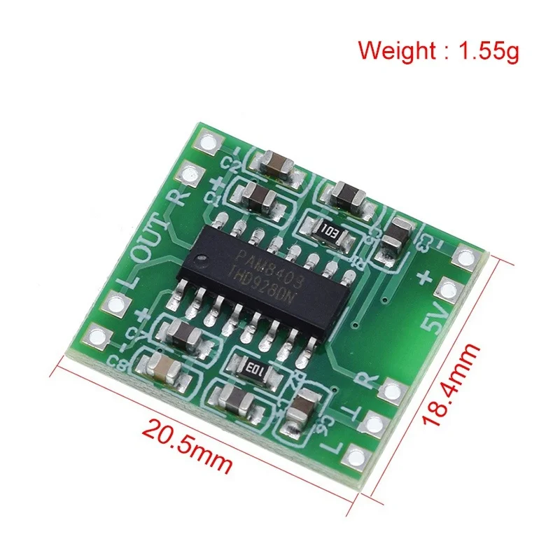 Placa amplificadora digital súper mini PAM8403, placa amplificadora digital Clase D de 2*3W, fuente de alimentación USB eficiente de 2,5 a 5V