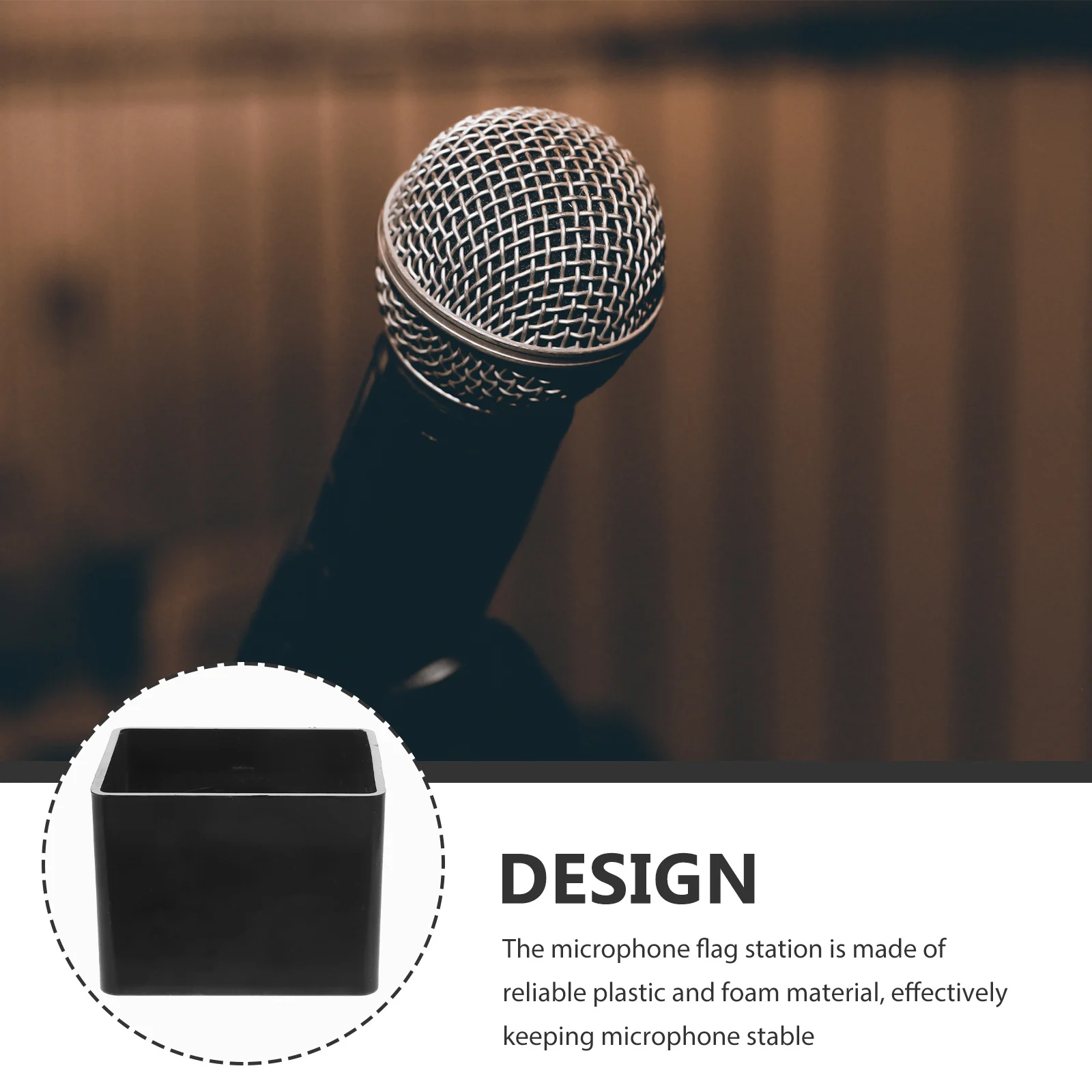 

Microphone Flag Station Personalized Wireless Mic Logo Cube Customizable Interview Mic Holder for Broadcast Press Conference