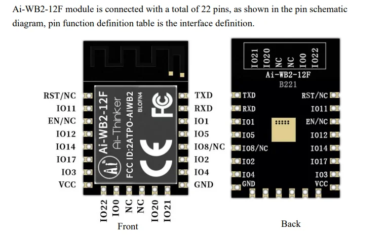 Ai-WB2-12F Module Wi-Fi BLE5.0 Serial Transmission Compatible ESP-12F