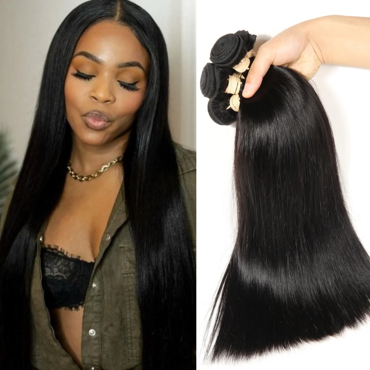 26 28 30Inch Bone Straight Bundles Human Hair Weavings Natural Hair Extensions 50g Machine Double Weft Wholesale 100% Human Hair