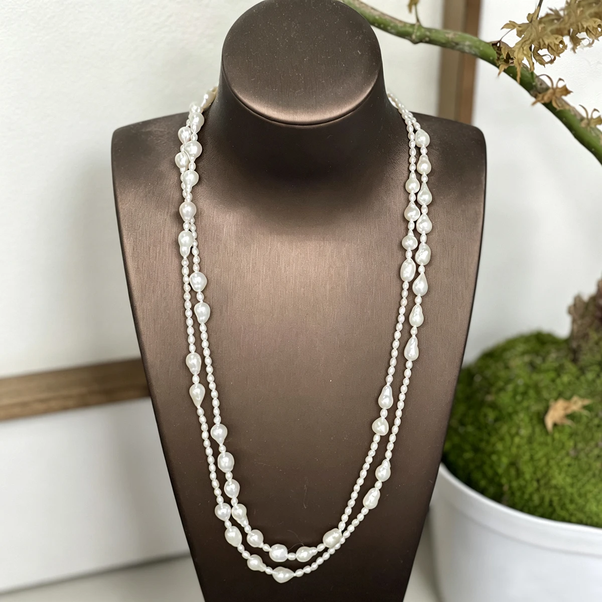120cm Natural Freshwater Sweater Chains Pearl Irregural White Pearl Loose Spacer Beaded for Women Men Jewelry Necklace