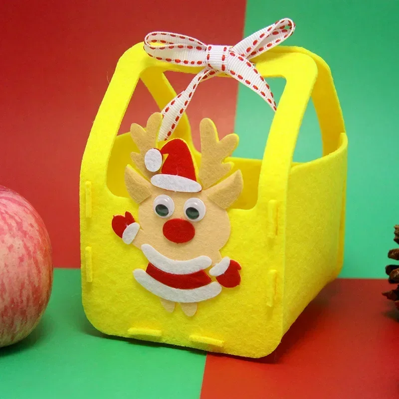 DIY Christmas Bag Kids Handmade Craft Toy Xmas Decoration Materials Kits Candy Box Handbag for Children Educational Toys Gifts