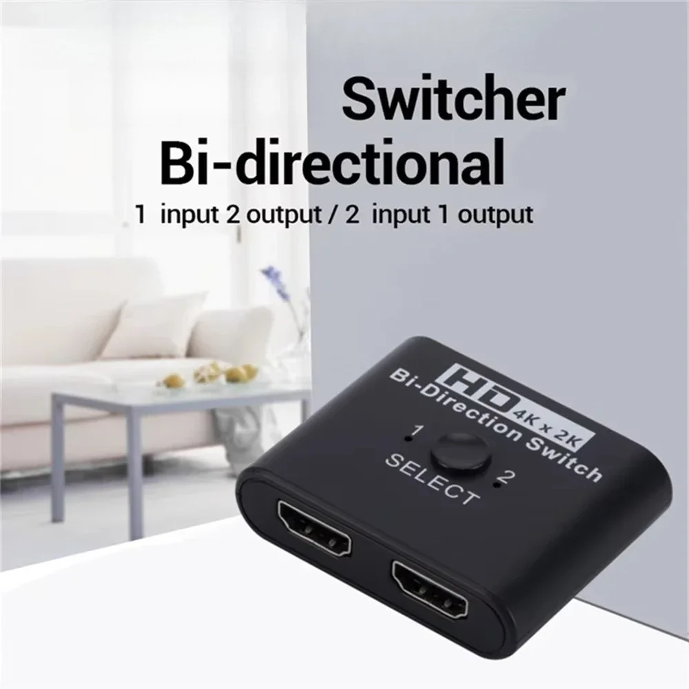 2 Port Bi-Directional 8K UHD Audio Video Signal Switch Splitter Bidirectional Display Adapter for TV Monitor Projector PC Laptop