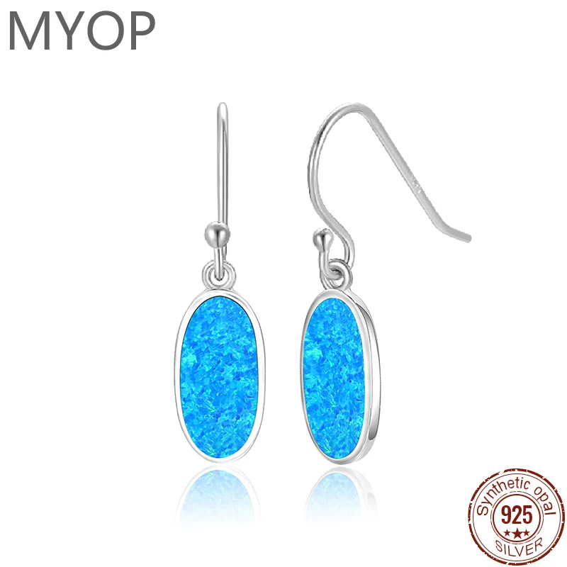 MYOP Synthetic OPAL Blue Oval Earrings,Spirit Rhyme Beauty Free, Elegant And Beautiful Dream Three-Dimensional Aesthetics