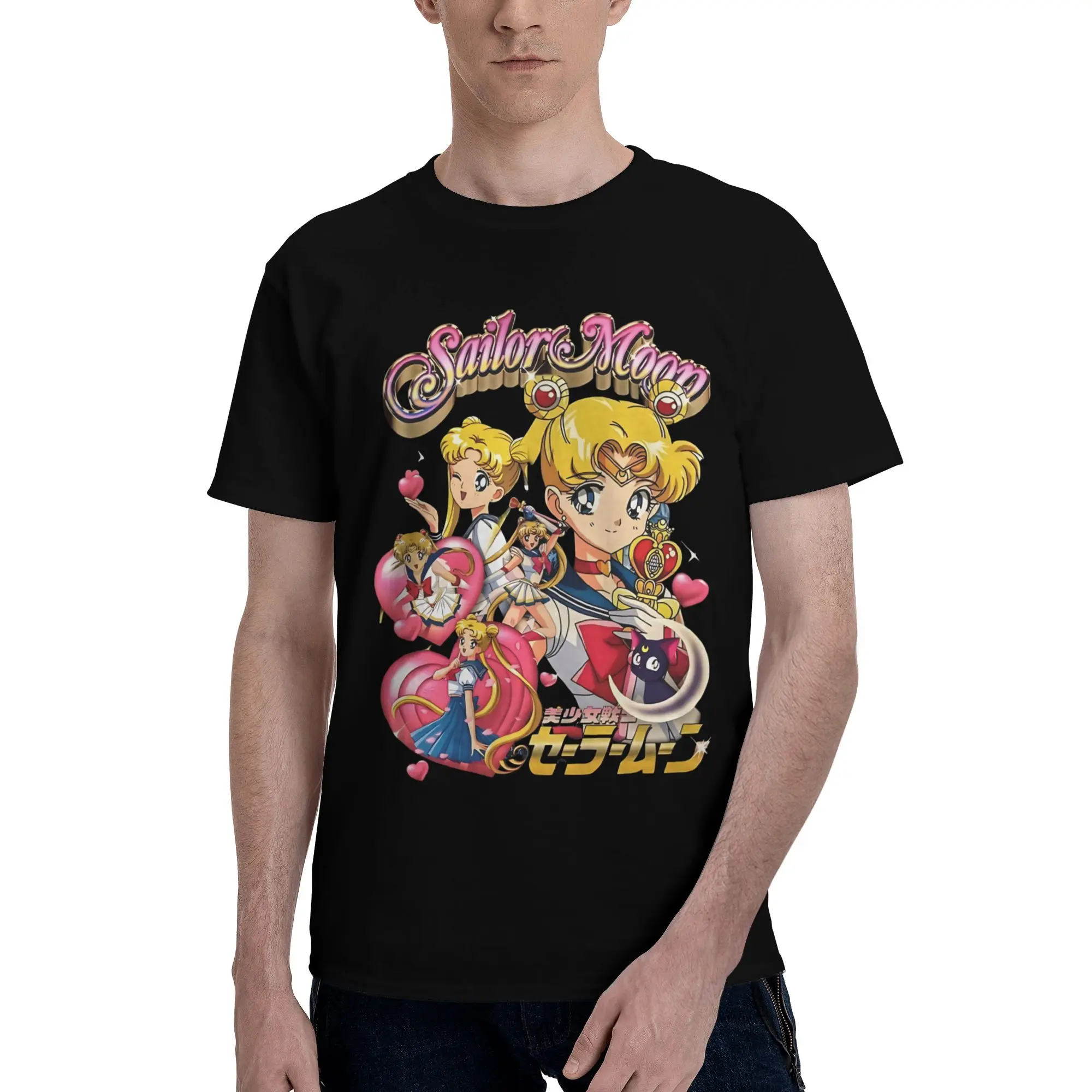 Usagi Tsukino Novelty Graphic 100% Cotton T-Shirt Bandai Sailor Moon Tees Tops For Men