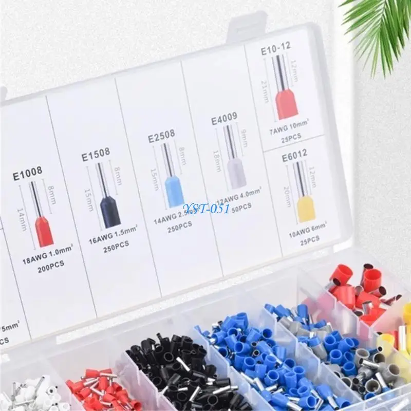 

E15A Ferrules Terminals Set Insulated Ferrule Crimps Pin Ferrules Cord End Crimps Terminals Enduring Twin Ferrule Connectors
