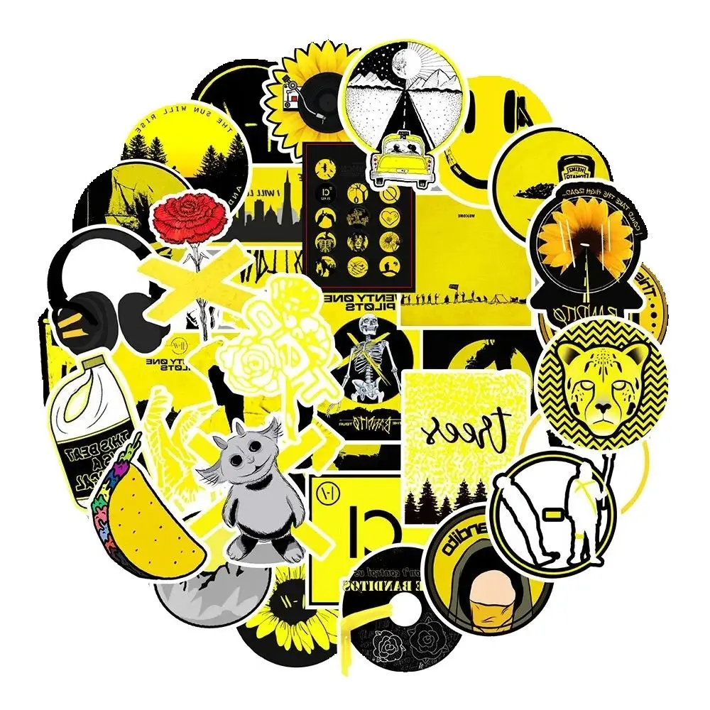 50PCS 노란색 만화 맞춤형 낙서 멋진 스티커 장난감 노트북 iPad 스케이트 보드 방수 스티커