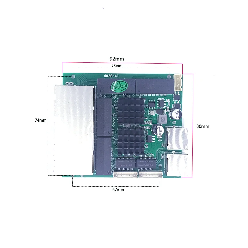 1000M switch Unmanaged 10port 10/100/1000M 9V-60V 8 1000M port with 2 1000M NVR UPLINK industrial  module PCBA board OEM Ports