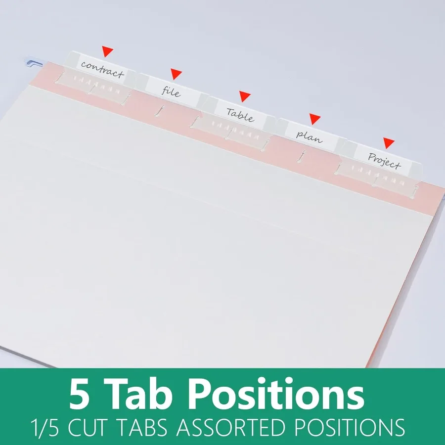 مجلدات الملفات المعلقة، 25 عبوة من مجلدات التعليق المقواة بحجم الرسالة قابلة للتعديل، علامات تبويب مكونة من 5 قطع مصممة لخزانة حفظ الملفات السائبة