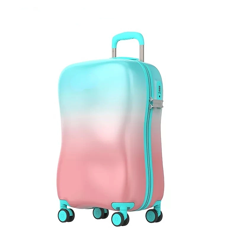 Fashionable PC rotary wheel lock double zipper travel trolley trunk