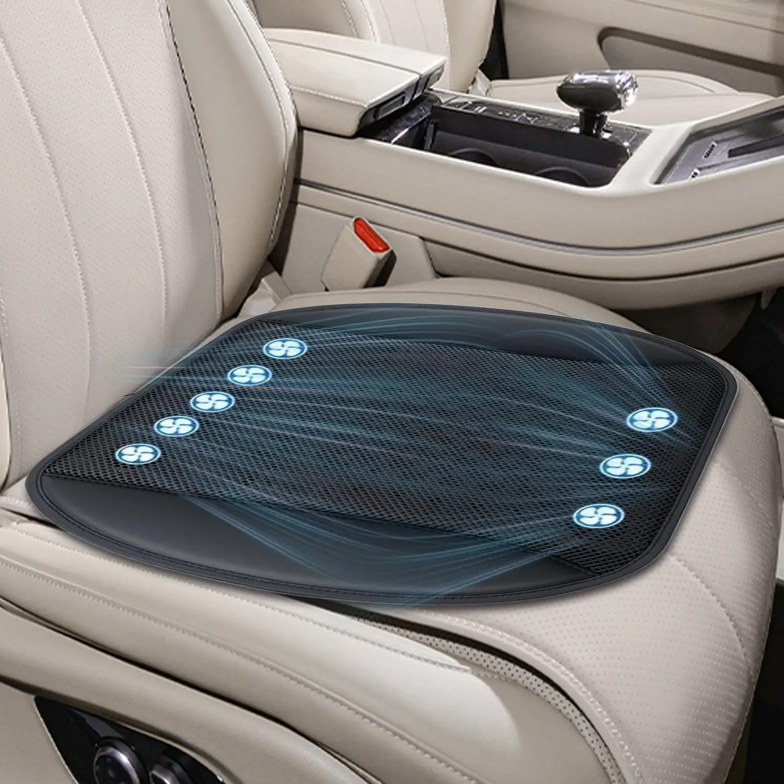 Car Seat Cover Air-Circulation Breathable Summer Mat Fan Blowing Car Seat Cushion For Road Trips Commuting Family Outings