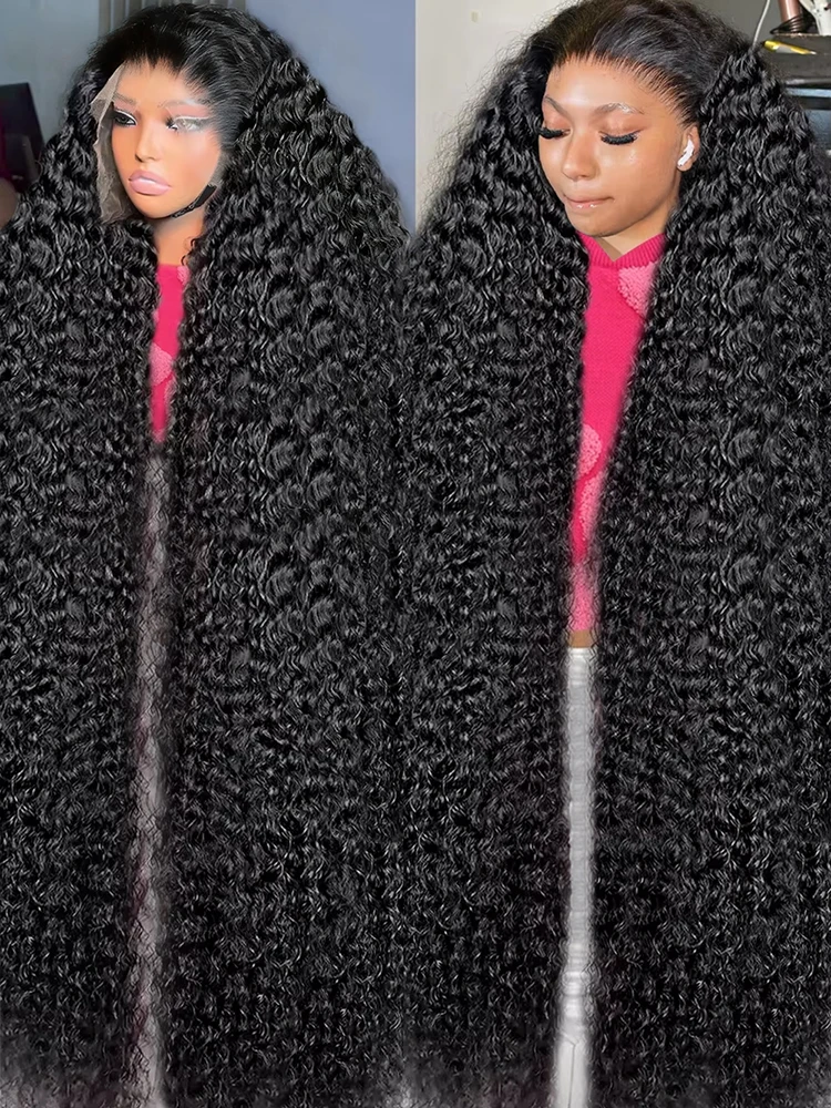 

300 Высокая плотность 13x6 Глубокая волна Hd Кружевные фронтальные парики Человеческие волосы Вьющиеся парики Волна воды 46 дюймов 360 Полный парик фронта шнурка для женщин