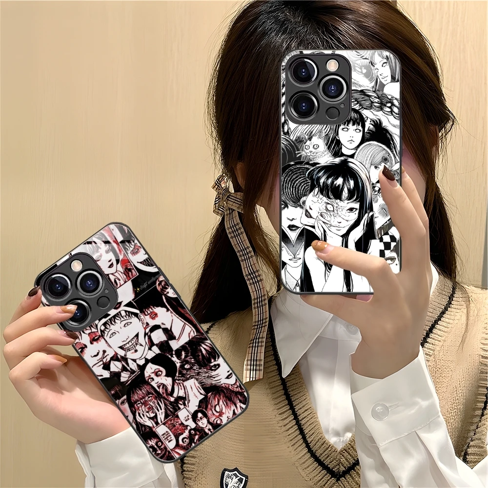 Junji Souichi Painting Mobile Cell Phone Case for iPhone 16 15 14 13 12 11 X XR XS 8 Pro Max Plus Mini PC Glass Cover Shell