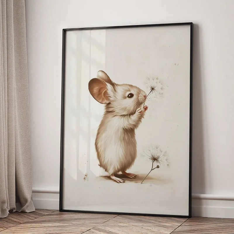 Bear Rabbit Fox Deer Squirrel Mouse Animal Poster Nursery Wall Art Canvas Painting Posters Prints Pictures Baby Kids Room Decor
