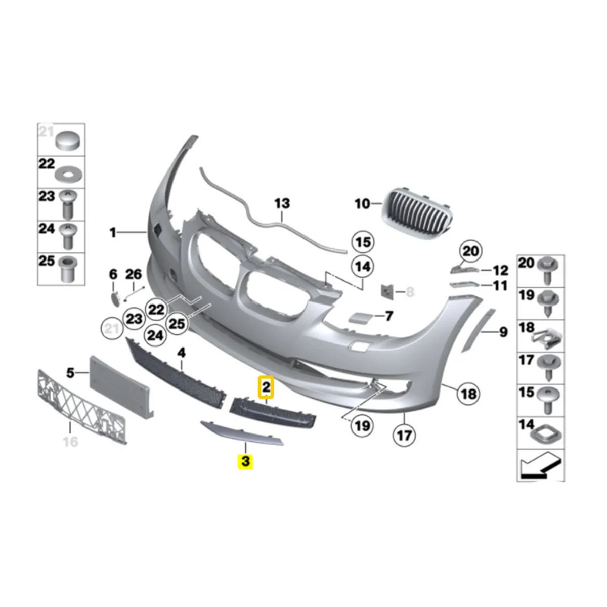 

1Pair Front Bumper Grille Trim Strip for BMW 3 Series X5 E92 E93 2011-2013 320 323 325 328I 330I 51117229181 51117229182