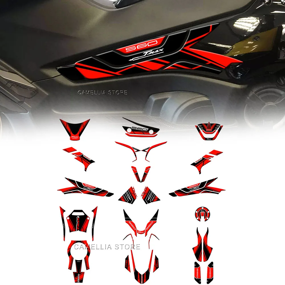 

Motorcycle Sticker Set - New 3D Epoxy Resin Waterproof Red Motorcycle Fuel Tank Floor Protection Sticker for Yamaha TMAX 560