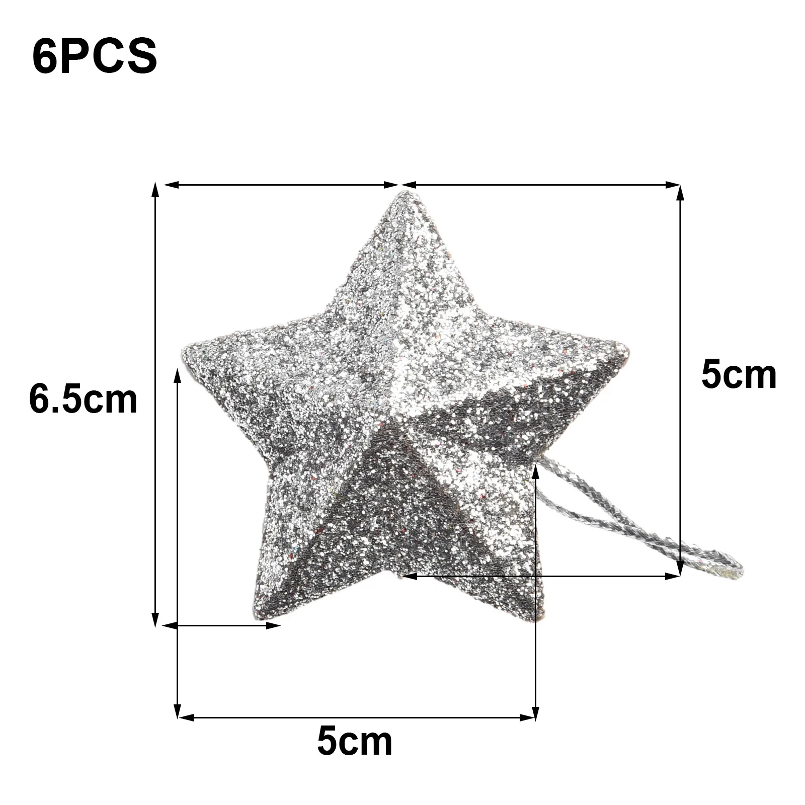 Star Ornament Star Pendants Birthday Party Wedding Valentines Day Silver 6Pcs Approx.5x5cm/1.97x1.97in Colorful