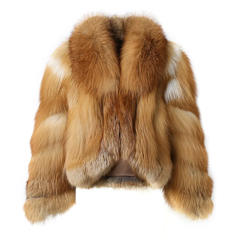 Women's Winter Fox Fur Coats 2024 Warm Natural Fur Jackets Lady Luxry Crop Coat Stand Collar