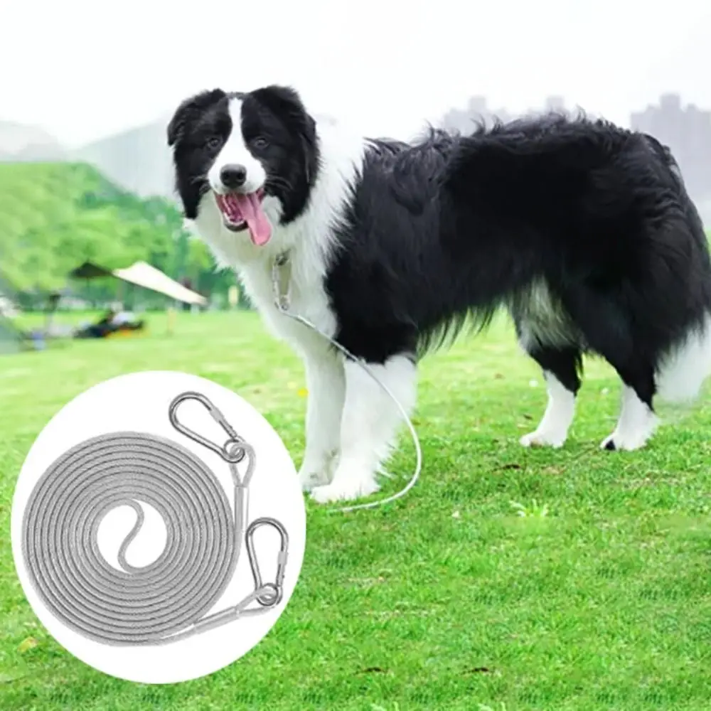 

Durable Double-headed Dog Tie Out Cable Anti-rust with Metal Buckle Pet Leash Bite-proof Dogs Strap Training Dog