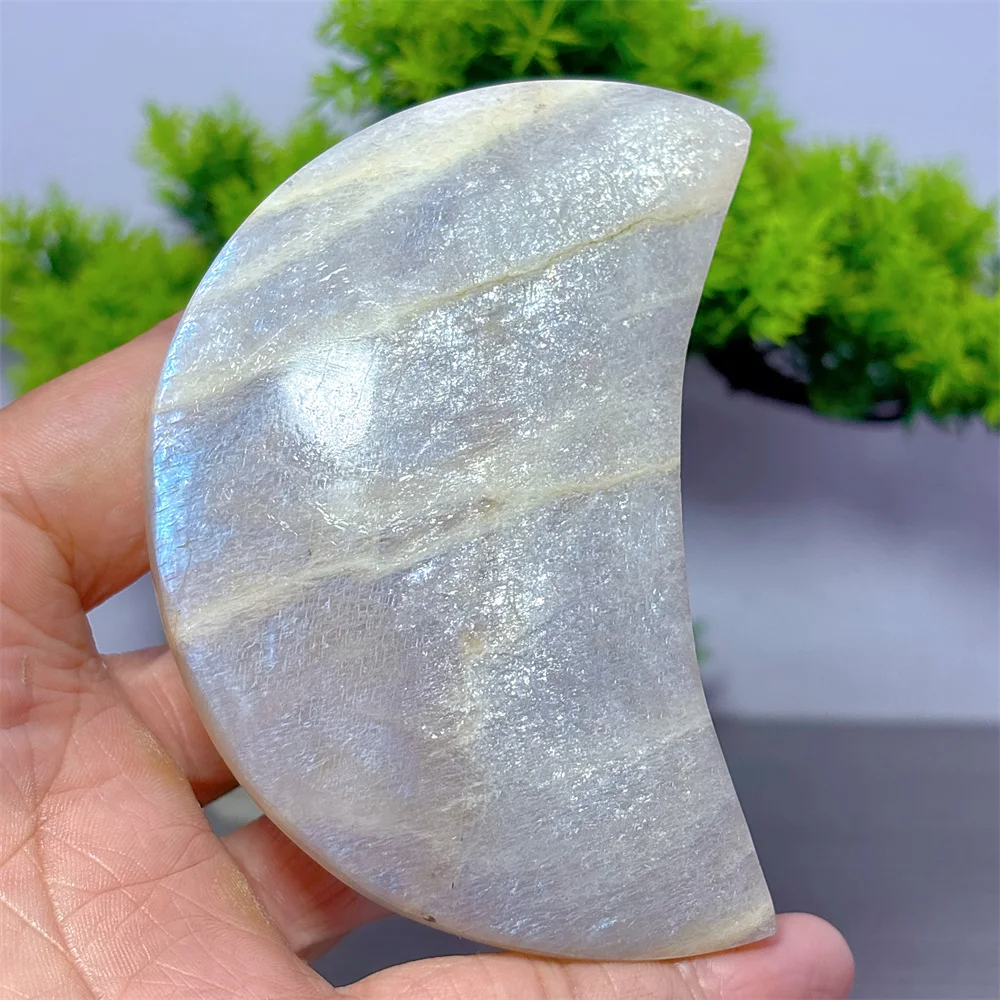 Moonstone Moon Natural Crystal Lucky Quartz Stone Garden Reiki Gifts Healing Energy Love Home Decoritem Room Decor