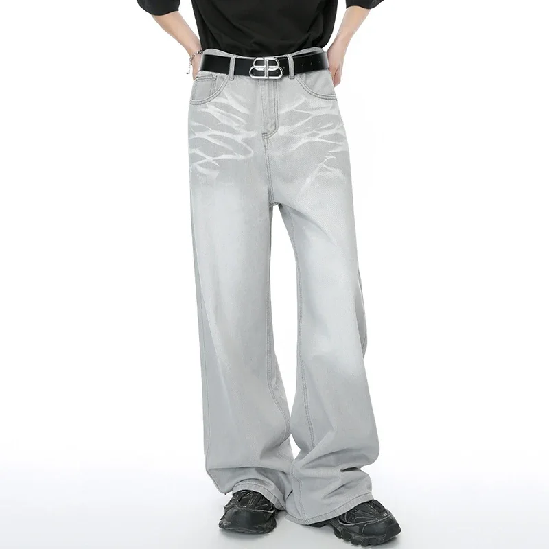 

Прямые мужские джинсы, винтажные мужские джинсовые брюки, широкие брюки с галстуком, новая весенняя стильная мужская одежда