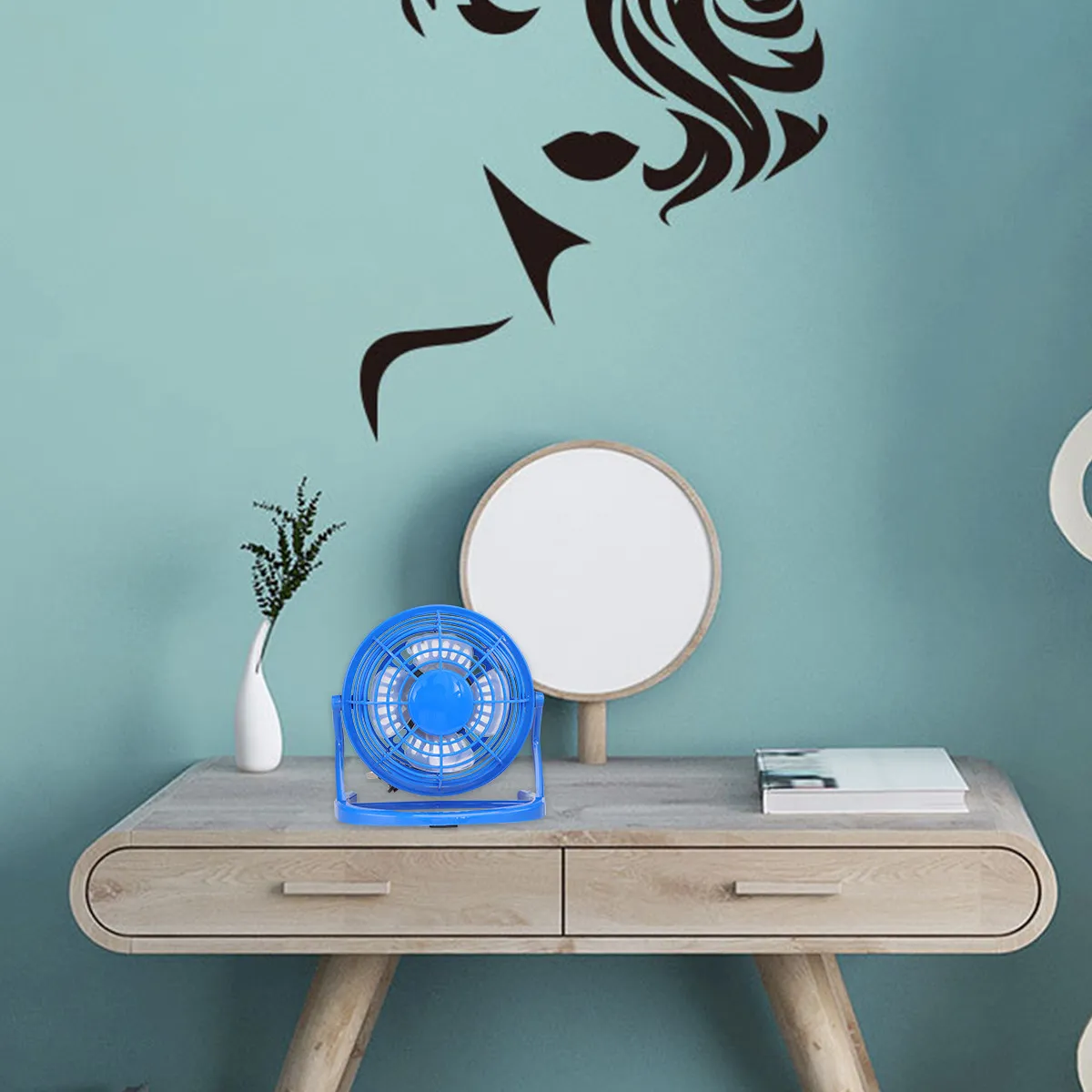Small Portable USB Fan Mini Handheld Lightweight Black Desk Fan Natural Breeze Ultra-Quiet for Home Office Nap