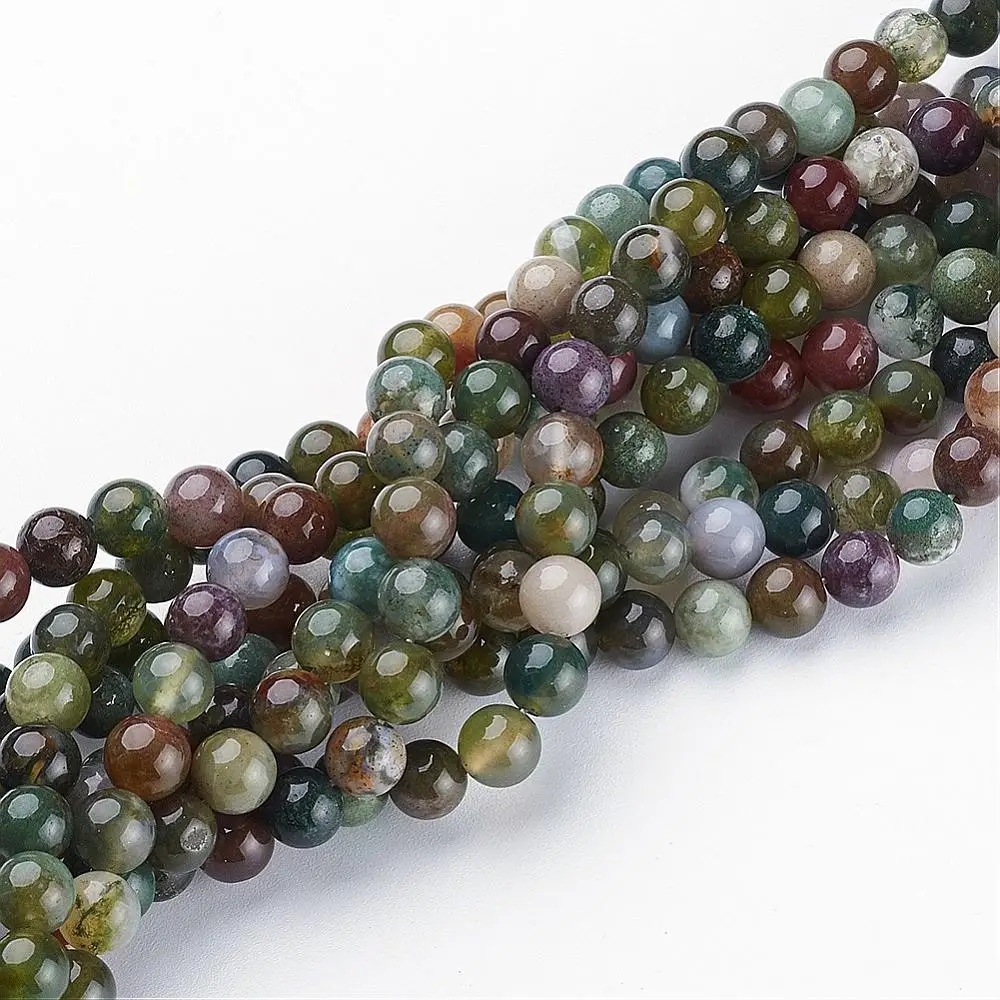Indian Agate Beads Strands Round 6mm Hole: 0.8mm 59~62pcs/strand 15~16 inch