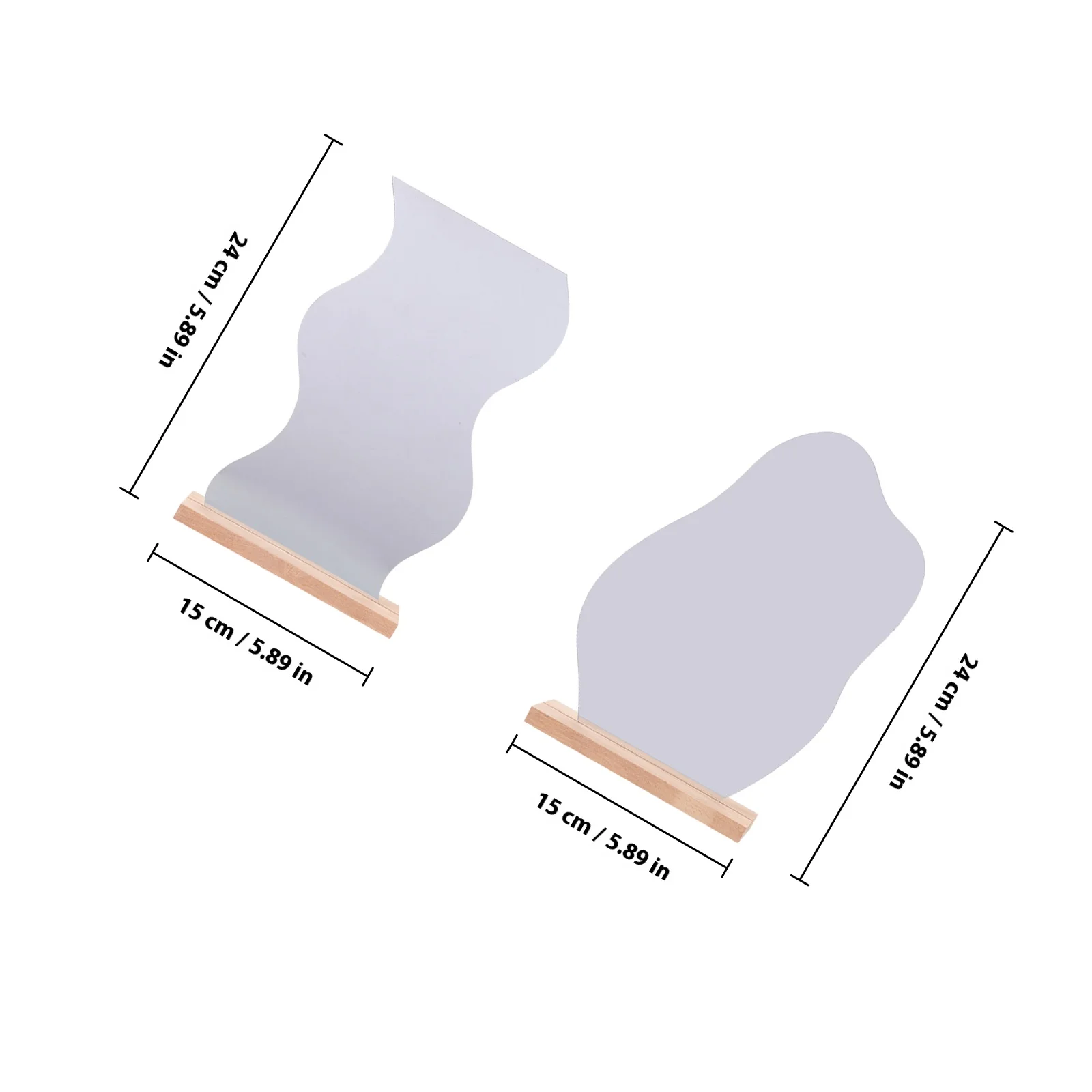 2 個の化粧鏡デスクトップフレームレス美的ミラー木製ベース安定した小さなドレッサー化粧鏡寝室用