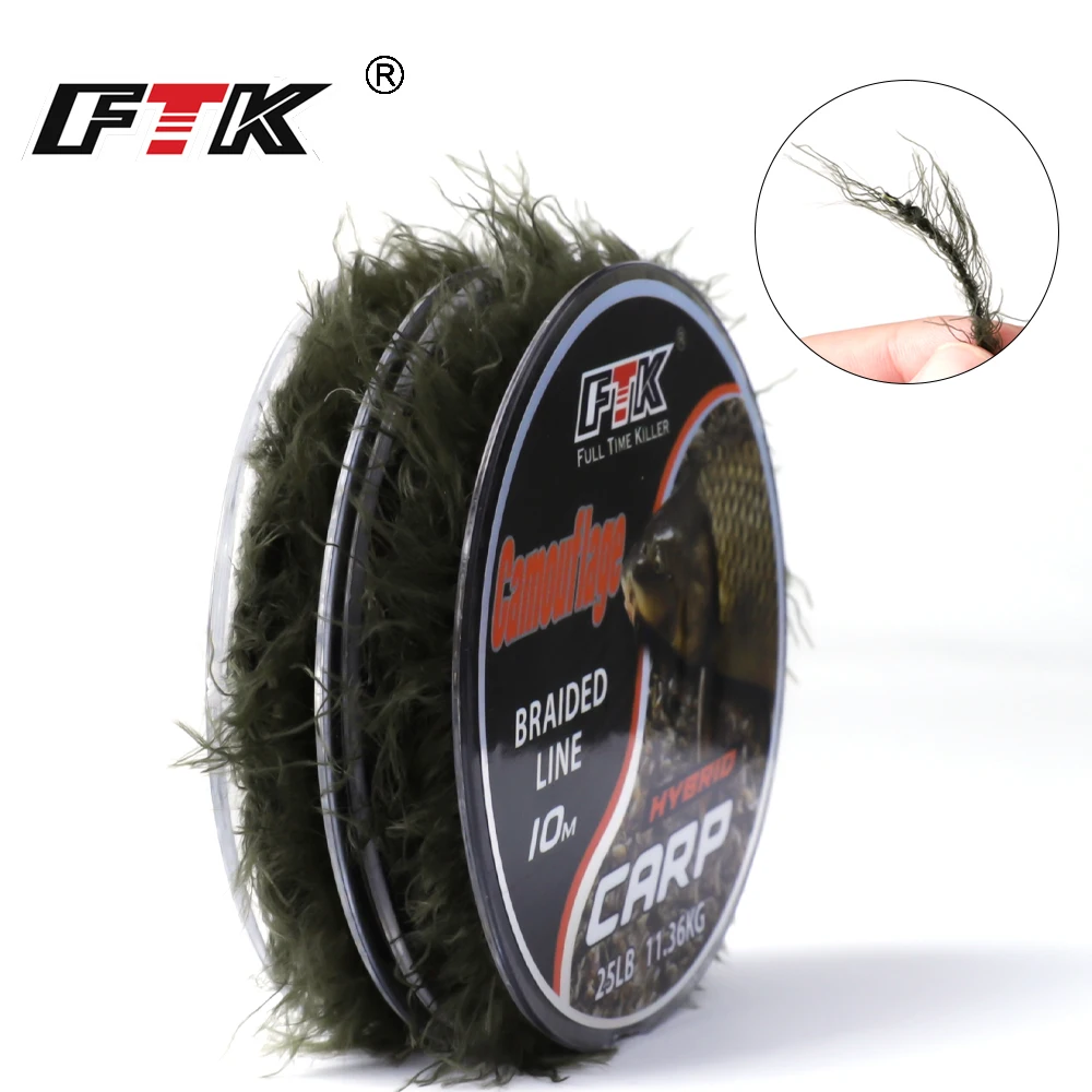 

FTK 10M 25/35LB Carp Fishing Line Imitation Weed Line Method Feeder Lure Fish Hooklink Seagrass Thread For Carp Rig Accessories