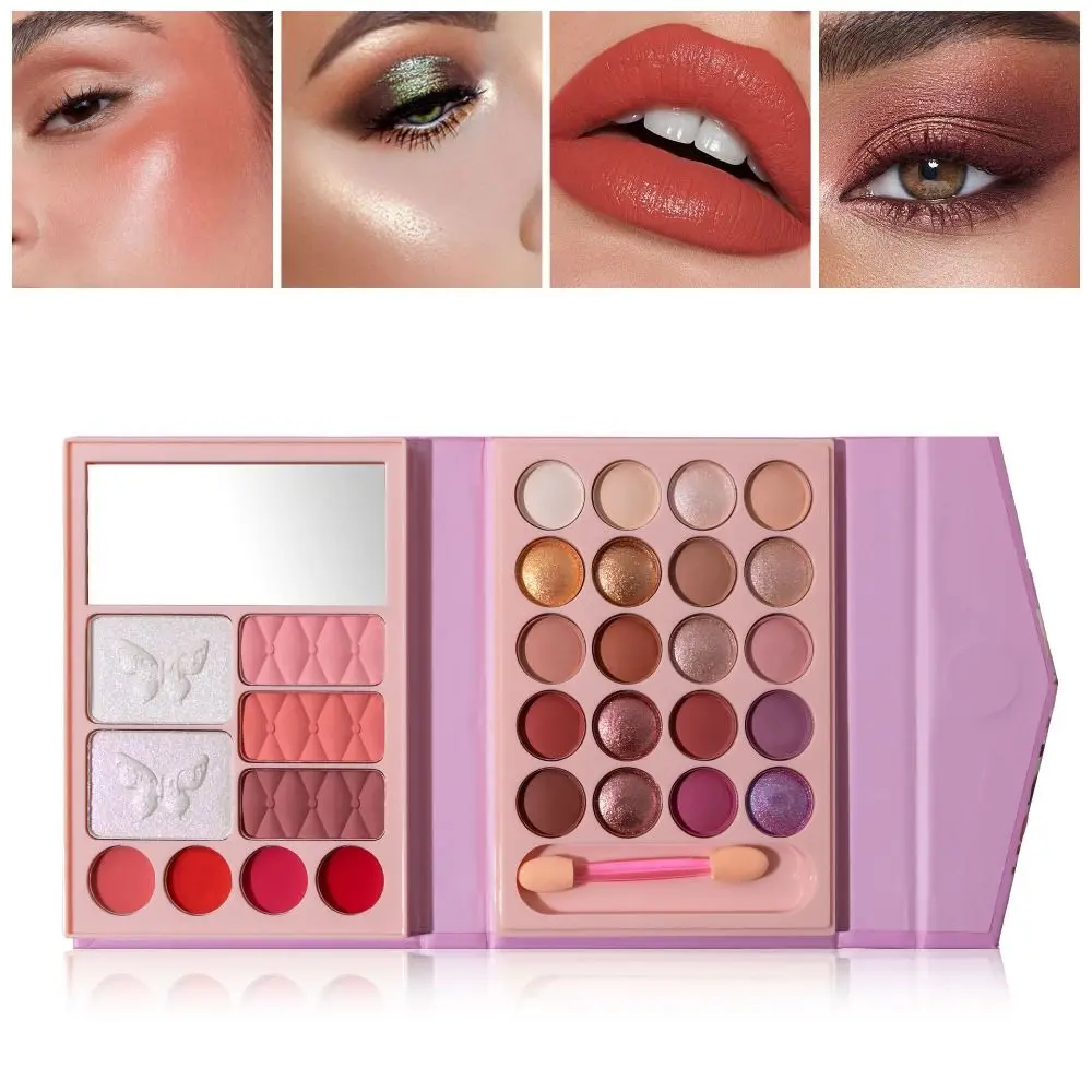 

All in One Travel Makeup Palette Kit with Makeup Mirror Matte Multi-color Eyeshadow Pallet Highlight Blush