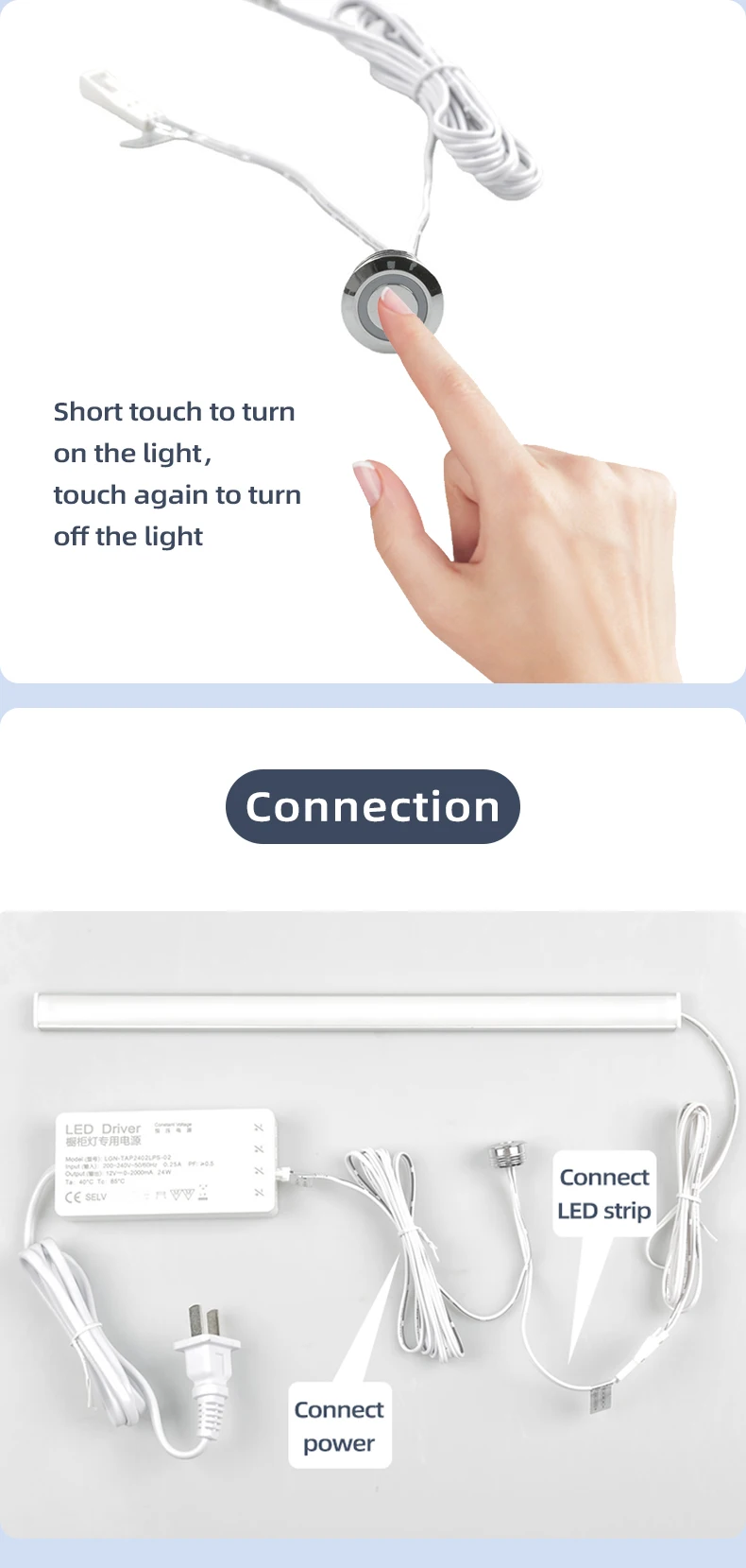 DC12V 24V Touch-Schalter geeignet für LED-Licht-Dimmschalter in Möbeln. – Detail 6