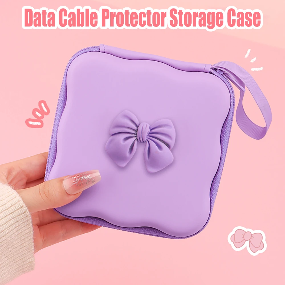 Charger Protector Cable Protector Set Storage Bag Lovely 3D Bow Knot Travel Storage Bag Travel Storage Headphone Cable Protector