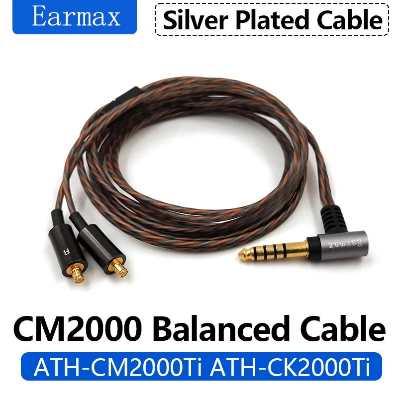 For Audio-technica ATH-CM2000TI CK2000ti Replaceable Earphones 2.5mm 4.4mm Balanced Silver Plated Cable