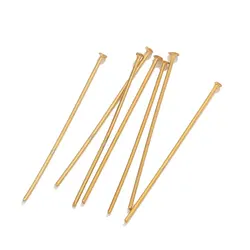 20pcs 20-70mm PVD Gold Plated Stainless Steel Flat Head Pins For Jewelry Making Findings Needles Accessories DIY Jewelry Parts