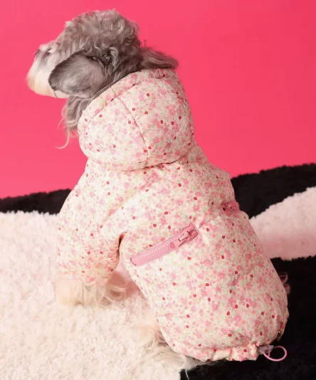 Pet Autumn and Winter Thick Floral Coat Malzis Teddy Schnauzer Dog Cat Cute Warm Dog Clothes for Small Dogs Puppy Clothes