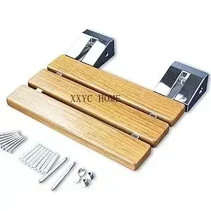 

DIYHD SD 15" Shower Bench (40x34)cm,Teak Wood Floding Seat,Wall Mount Bathroom Stool for Inside shower to sit on,Waterproof