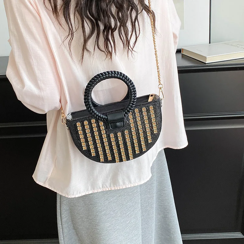 Women's Full Rhinestone Banquet Handbags European and American Fashion Elegant Luxury Design Female Shining Crossbody Bag
