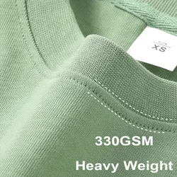 Luxury Thick Neck Drop Shoulder Big Size Style 330gsm High Qualtity Oversized Heavy Weight T-shirt for Men Cotton Streetwear